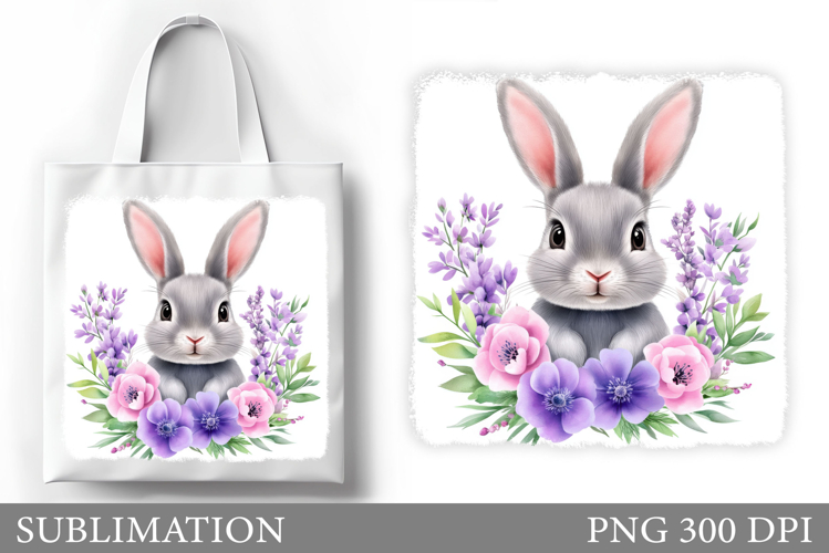 Cute Bunny Tote Bag Design. Bunny Sublimation example image 1