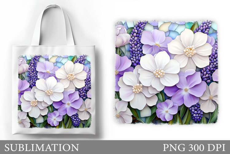 Flowers Tote Bag Sublimation. Flowers Sublimation example image 1