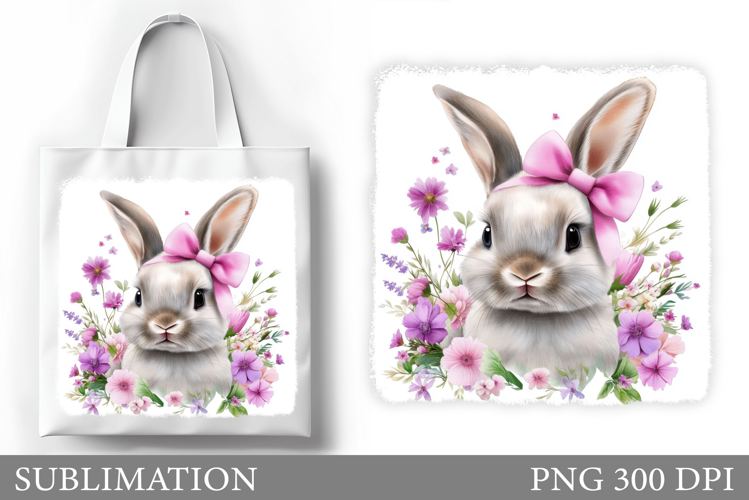 Cute Bunny Sublimation. Cute Bunny Tote Bag Design