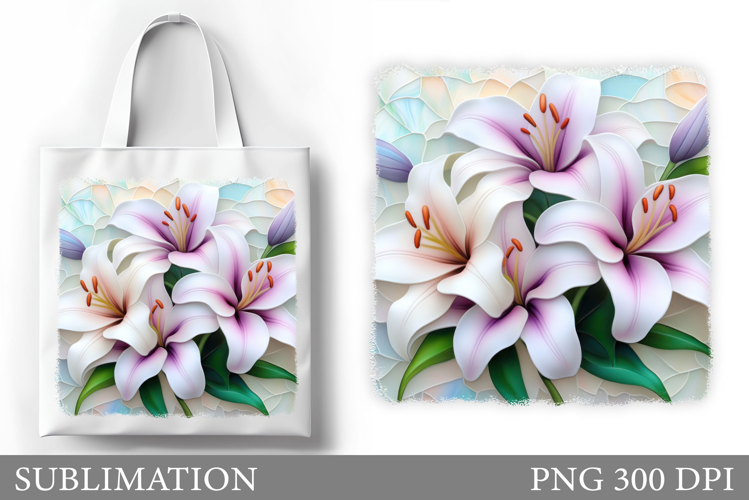 Lily Tote Bag Design. Flowers Tote Bag Sublimation