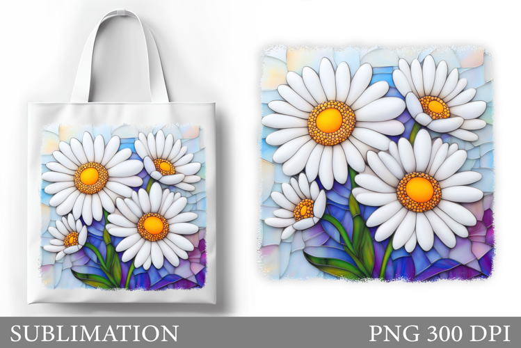 Floral Tote Bag Design. Daisy Flowers Tote Bag Sublimation