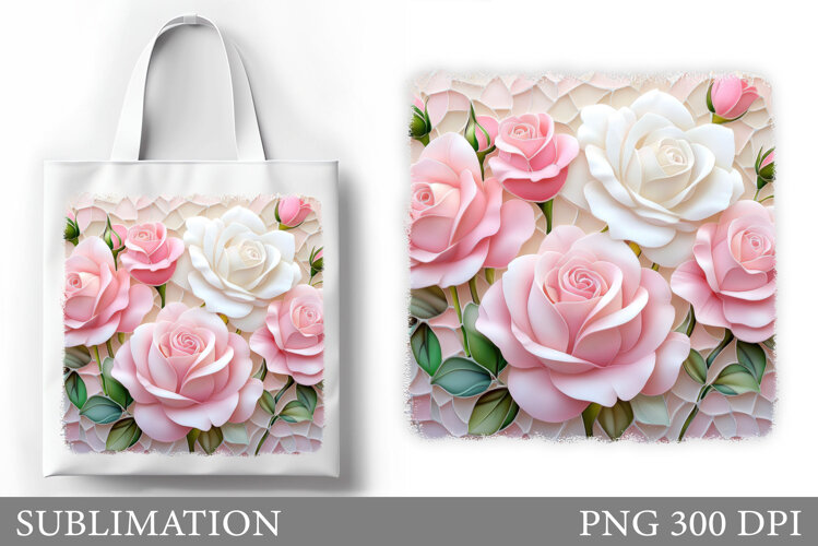 Roses Tote Bag Design. Flowers Roses Sublimation example image 1