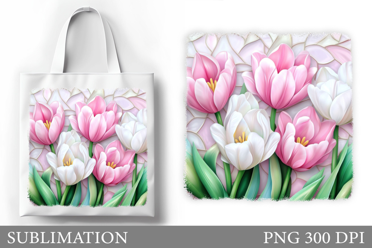 Tulips Tote Bag Sublimation. Flowers Sublimation