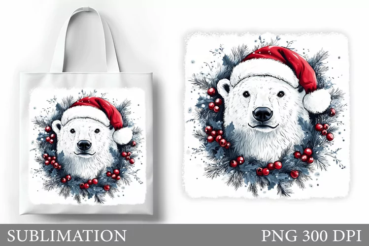 Christmas Bear Tote Bag. Christmas Tote Bag Sublimation