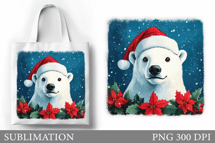 Christmas Bear Tote Bag. Christmas Tote Bag Sublimation