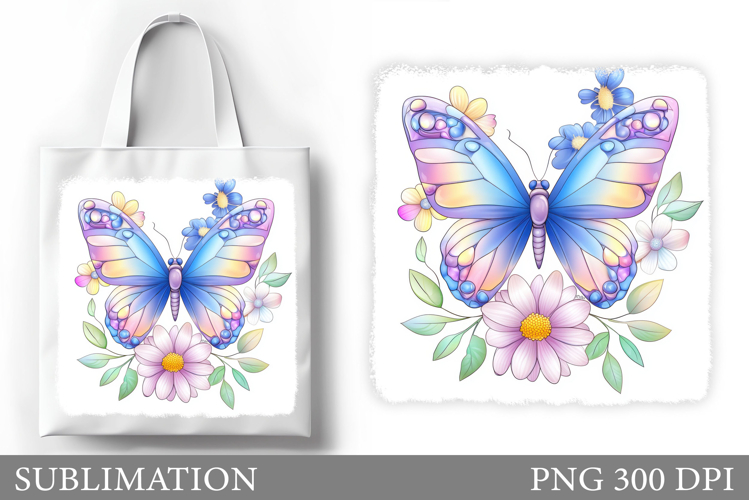 Butterfly Tote Bag Design. Flowers Tote Bag Sublimation