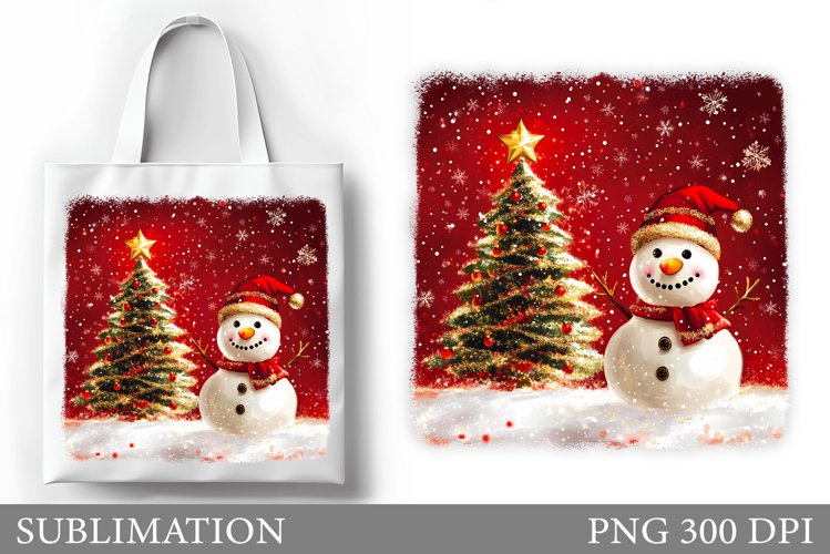 Snowman Tote Bag Sublimation. Christmas Tote Bag Design