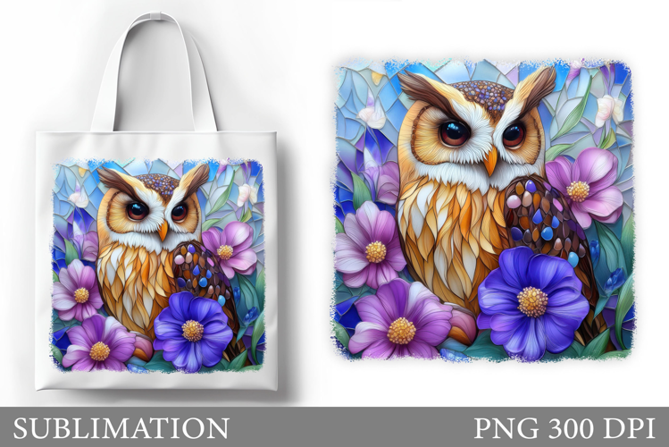 Owl Tote Bag Sublimation. Owl Flowers Sublimation