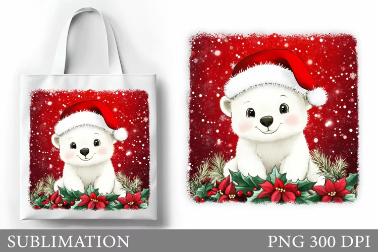 Christmas Bear Tote Bag. Christmas Tote Bag Sublimation