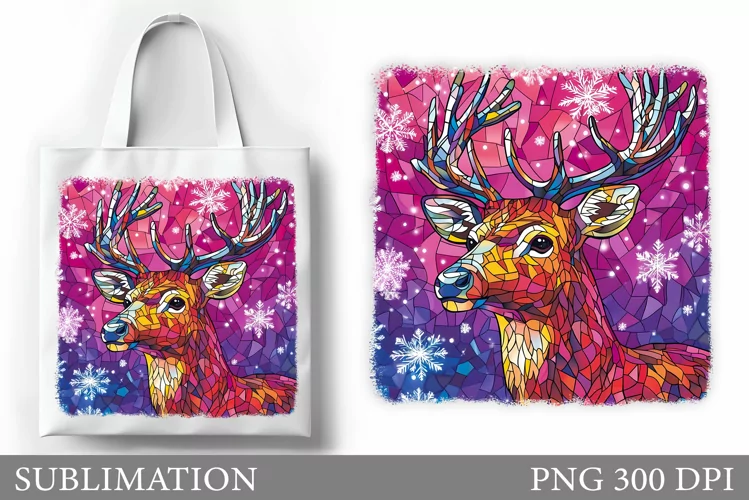 Christmas Deer Tote Bag. Christmas Tote Bag Sublimation