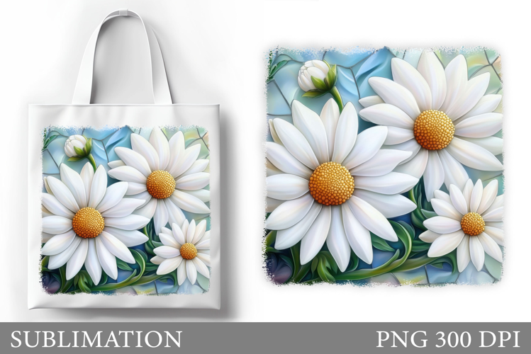 Daisy Flowers Tote Bag. Flowers Sublimation