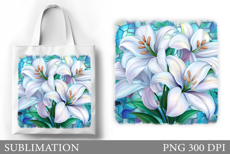 Lily Tote Bag Design. Flowers Tote Bag Sublimation