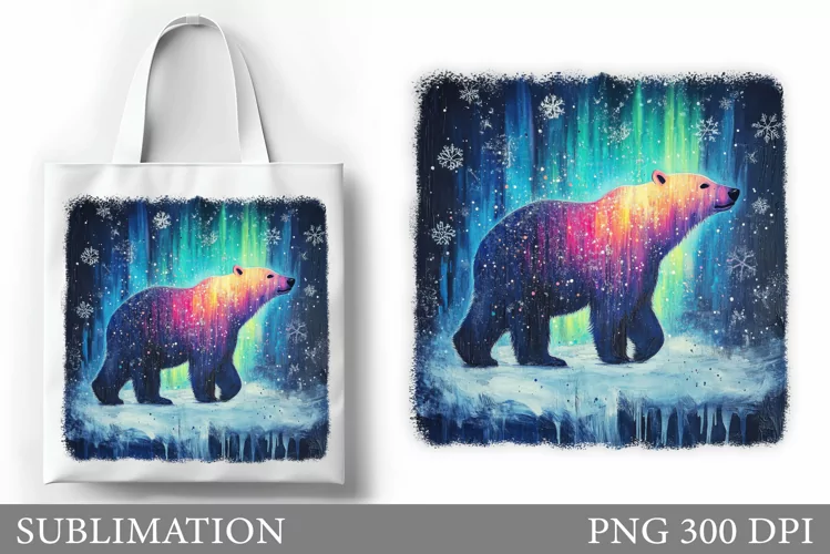 Polar Bear Tote Bag Design. Christmas Tote Bag Sublimation