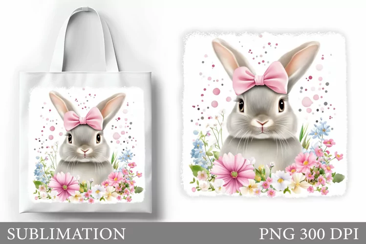 Cute Bunny Tote Bag Design. Bunny Sublimation