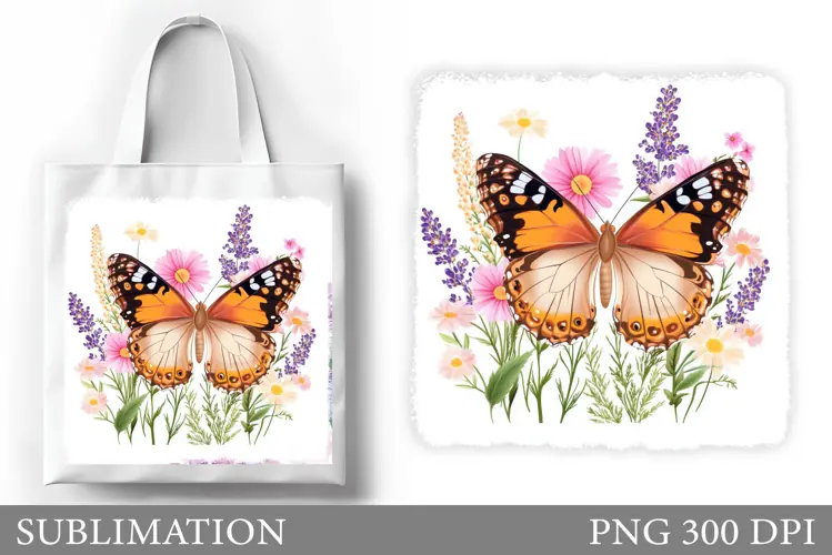 Butterfly Sublimation. Butterfly Tote Bag Design