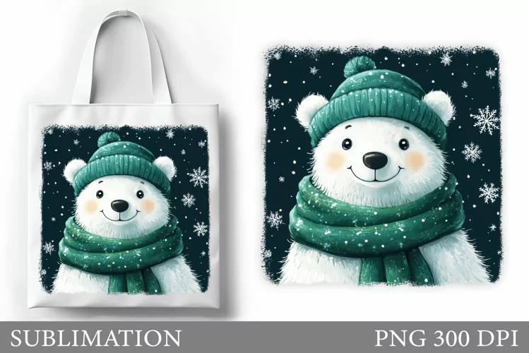 Christmas Bear Tote Bag. Christmas Tote Bag Sublimation