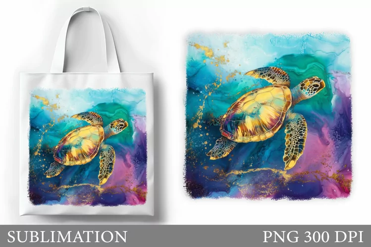 Turtle Tote Bag Sublimation. Sea Turtle Sublimation