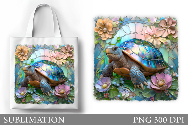 Turtle Tote Bag Design. Turtle Flowers Sublimation