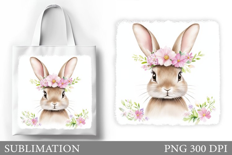 Cute Bunny Tote Bag Design. Bunny Sublimation example image 1
