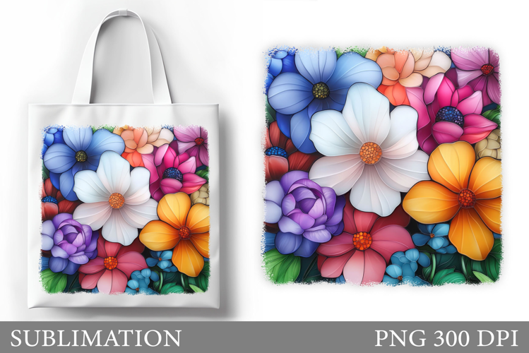 Flowers Tote Bag Sublimation. Garden Flowers Sublimation