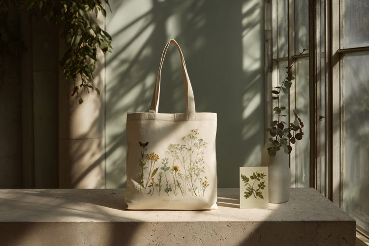 Floral Canvas Tote Bag Mockup