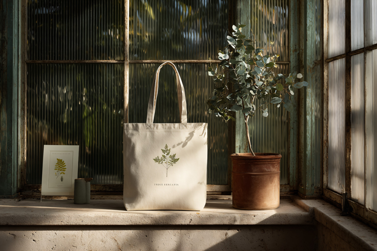 Canvas tote bag with floral print Eco-friendly cotton shoppe