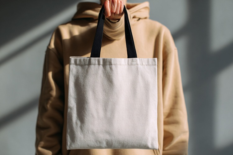 Person Holding Canvas Tote Bag Mockup