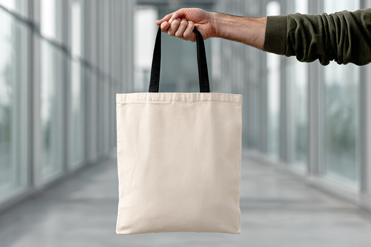 Person Holding Canvas Tote Bag Mockup