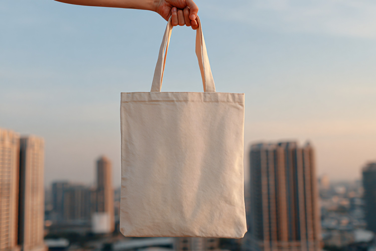 Person Holding Canvas Tote Bag Mockup