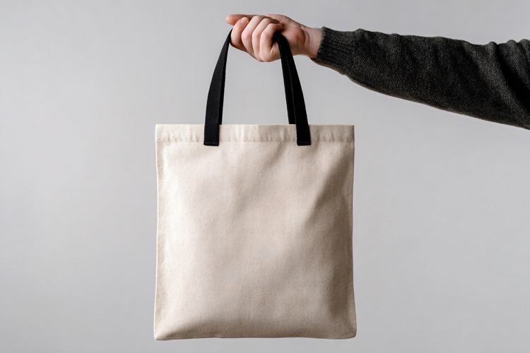 Person Holding Canvas Tote Bag Mockup