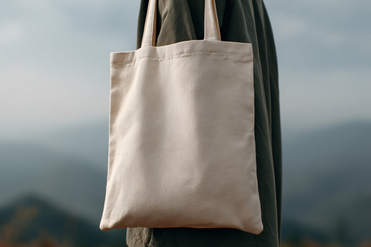 Person Holding Canvas Tote Bag Mockup