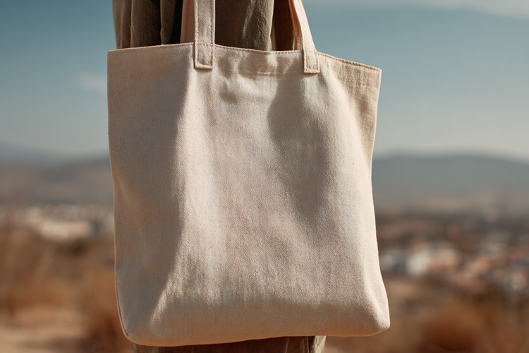 Person Holding Cotton Canvas Tote Bag