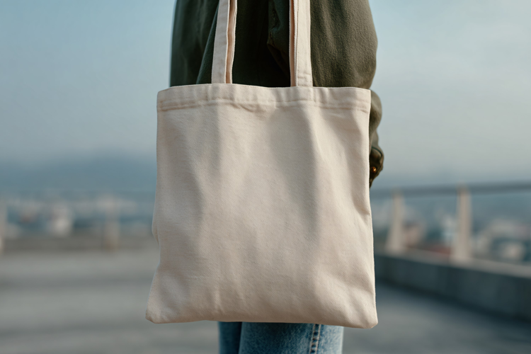 Canvas Tote Bag Held in Hand