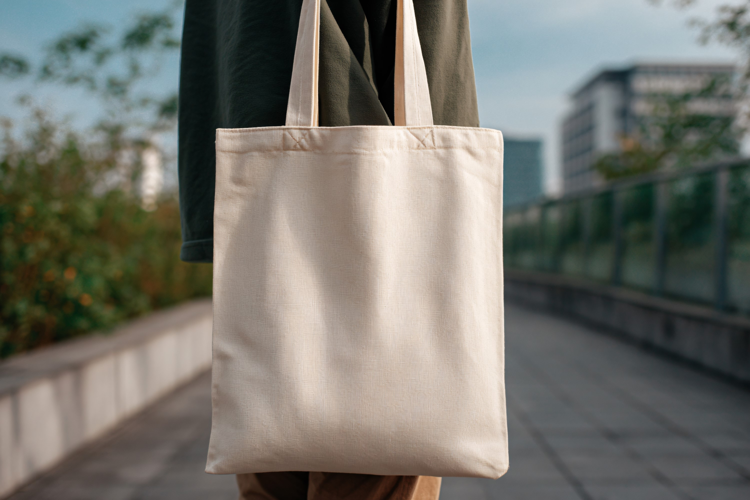 Person Holding Blank Cotton Tote Bag