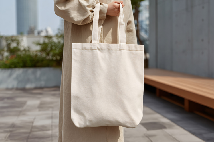 Woman Carrying Canvas Tote Outdoors