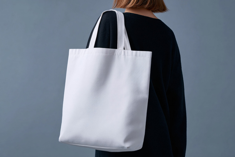 Woman Carrying White Canvas Tote