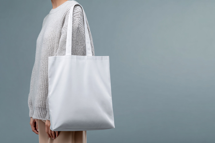 Woman Carrying White Canvas Tote