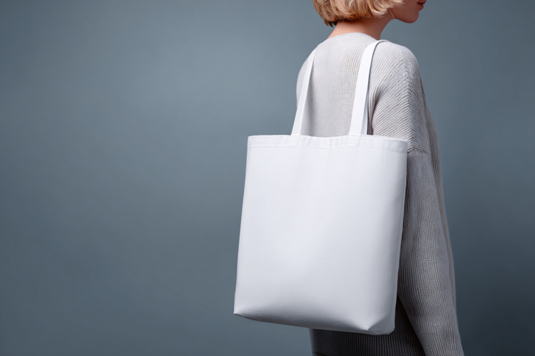 Woman Carrying White Canvas Tote