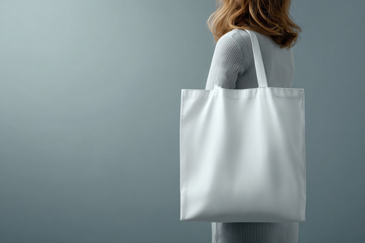Woman Carrying White Canvas Tote