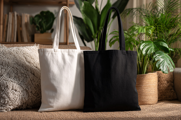 Canvas Tote Bag Mockup black and White