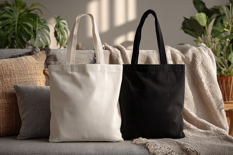 Canvas Tote Bag Mockup black and White