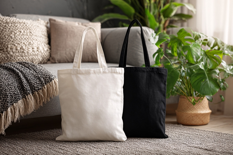 Canvas Tote Bag Mockup black and White