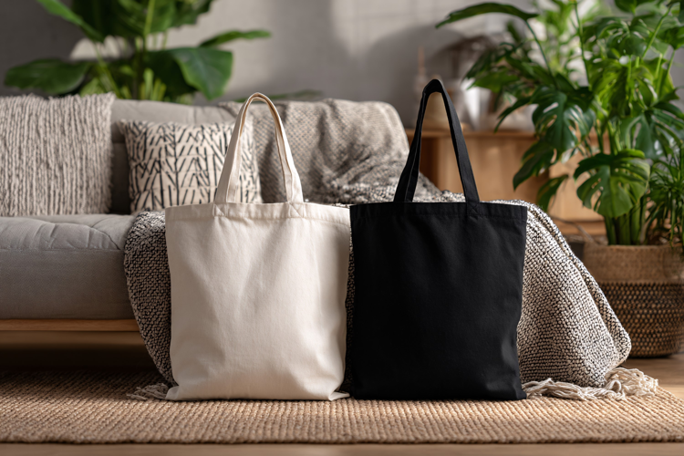 Canvas Tote Bag Mockup black and White