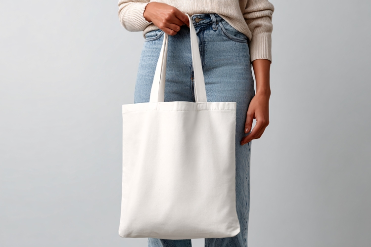 Woman Holding Canvas Shopping Bag