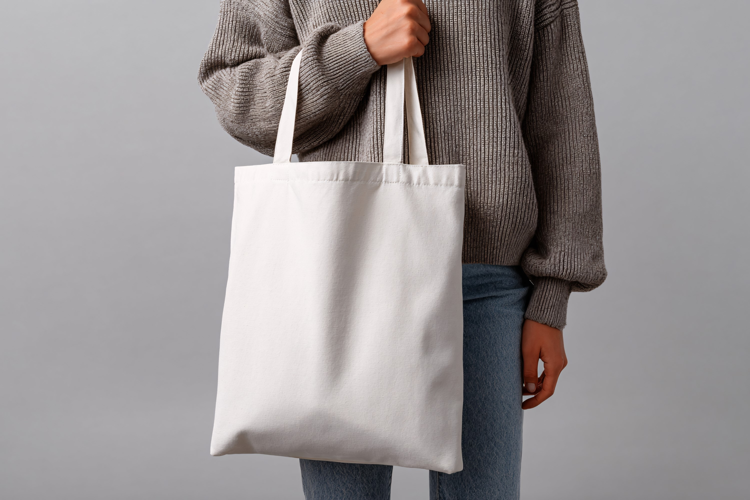 Woman Holding Canvas Shopping Bag