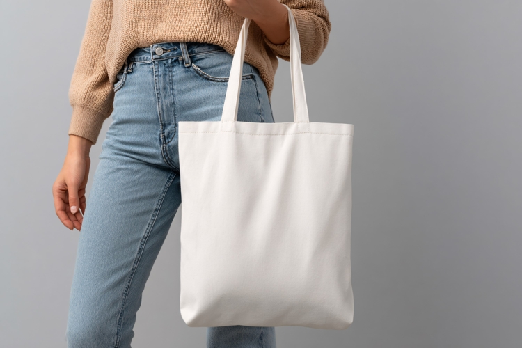 Woman Holding Canvas Shopping Bag