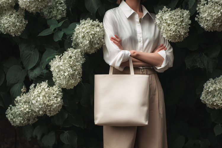 Woman Holding Canvas Tote Bag