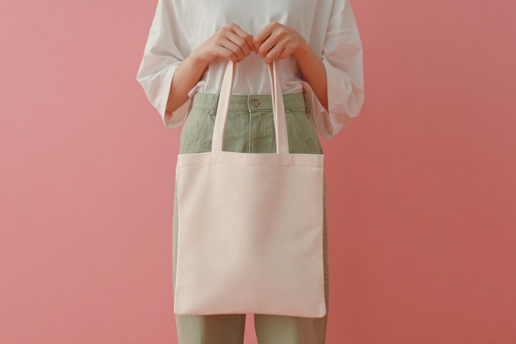 Woman Holding Canvas Tote Bag