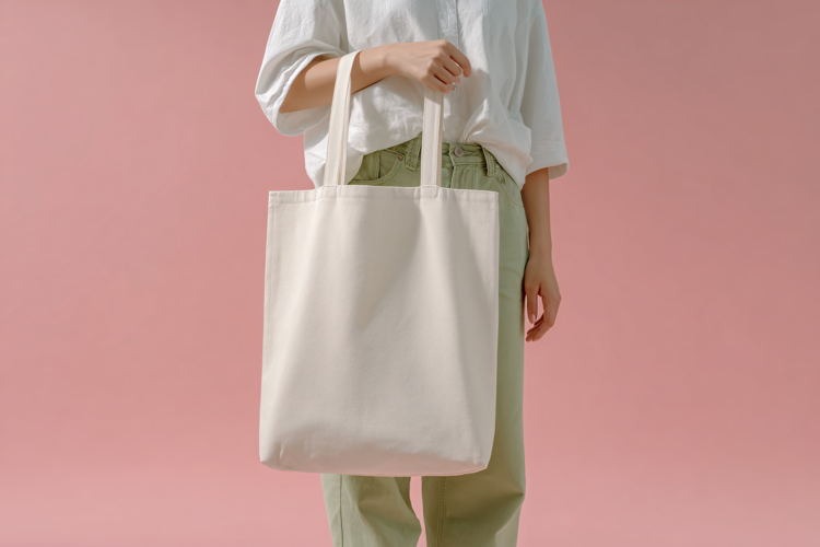 Woman Holding Cotton Tote Bag