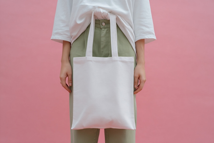 Woman Holding Cotton Tote Bag